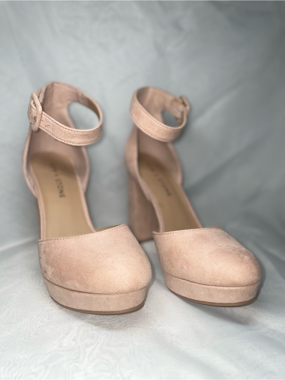 Sun + Stone Blush Pink Ankle-Strap Platform Pumps
